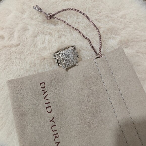 David Yurman Sterling Silver Ring with Pave Diamonds - Picture 1 of 7